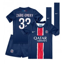 Paris Saint-Germain Warren Zaire-Emery #33 Hemmaställ Barn 2024-25 Korta ärmar (+ Korta byxor)